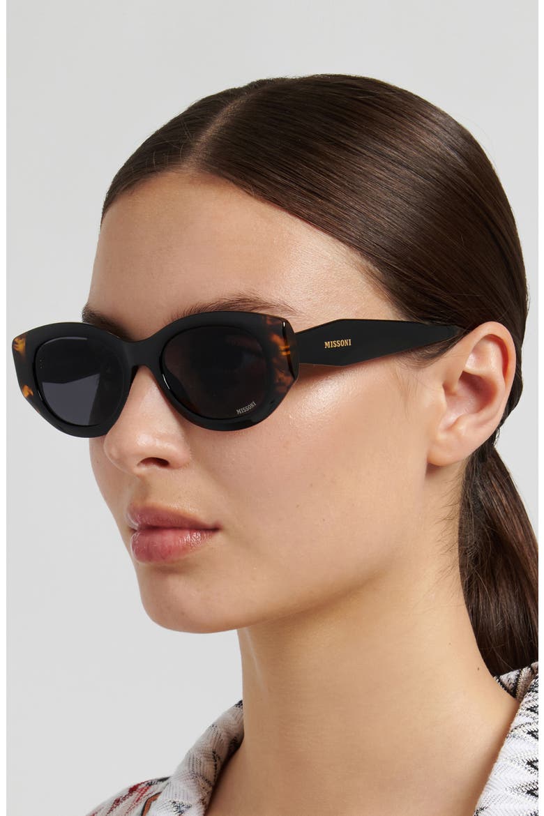 52mm Oval Sunglasses, Alternate, color, BLACK HAVANA/ GREY