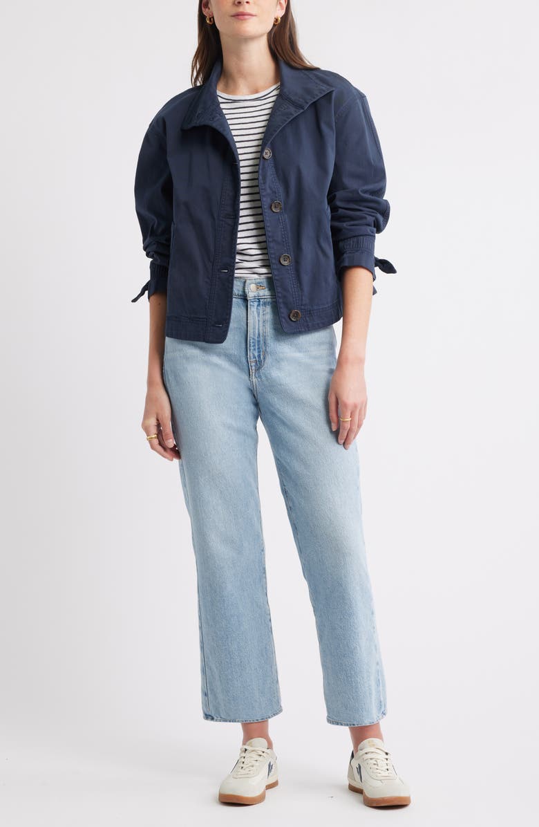 Caslon<sup>®</sup> Cotton Stretch Twill Swing Jacket, Alternate, color, Navy Still