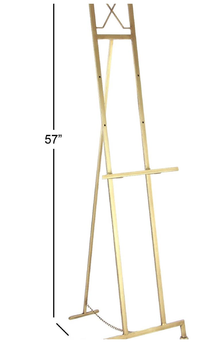 WILLOW ROW Goldtone Metal Modern Easel with Chain Support, Alternate, color, Brown