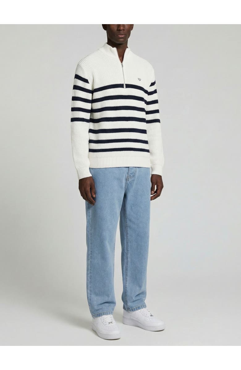 Walker & Hunt Huxley Striped Quarter Zip Sweater, Alternate, color, Off-White