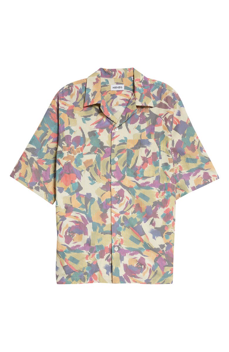 KENZO Archive Floral Short Sleeve Button-Up Camp Shirt, Alternate, color,