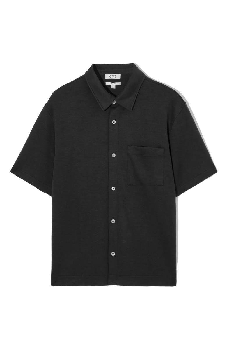 COS Relaxed Fit Short Sleeve Button-Up Knit Shirt, Alternate, color, 
