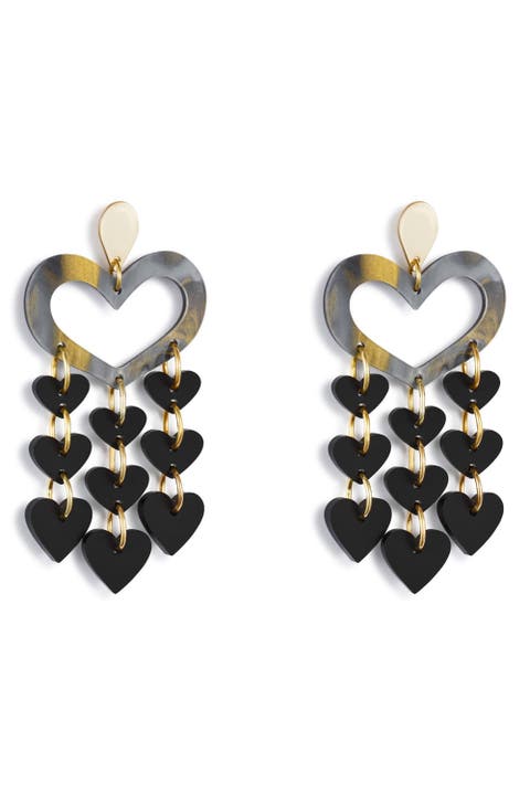 Heart Chandeliers - Black Swirl