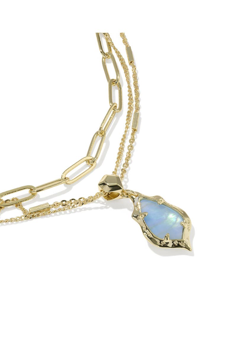 Kendra Scott Adriana Scallop Multistrand Necklace, Alternate, color, Gold Sky Blue Abalone
