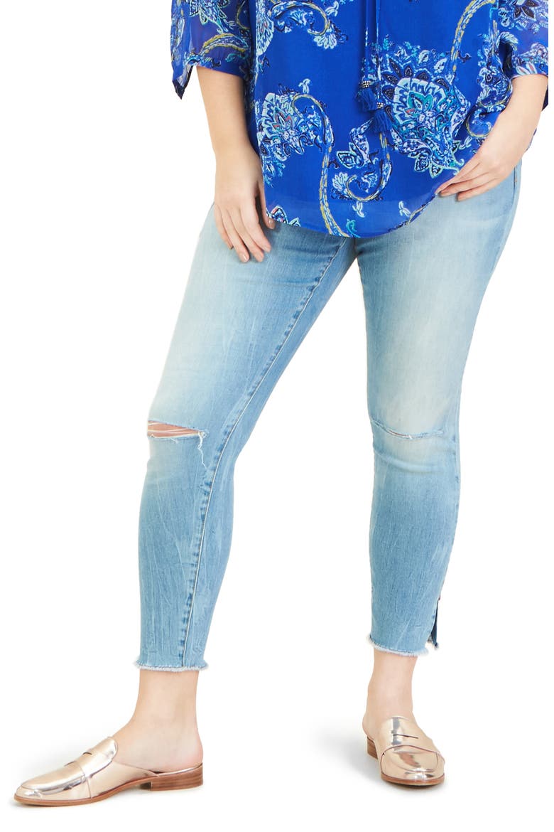 FRAY HEM SIDE VENT ANKLE JEAN, Main, color, ASHLEY