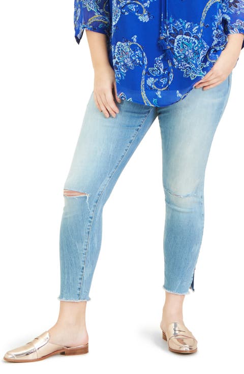 FRAY HEM SIDE VENT ANKLE JEAN