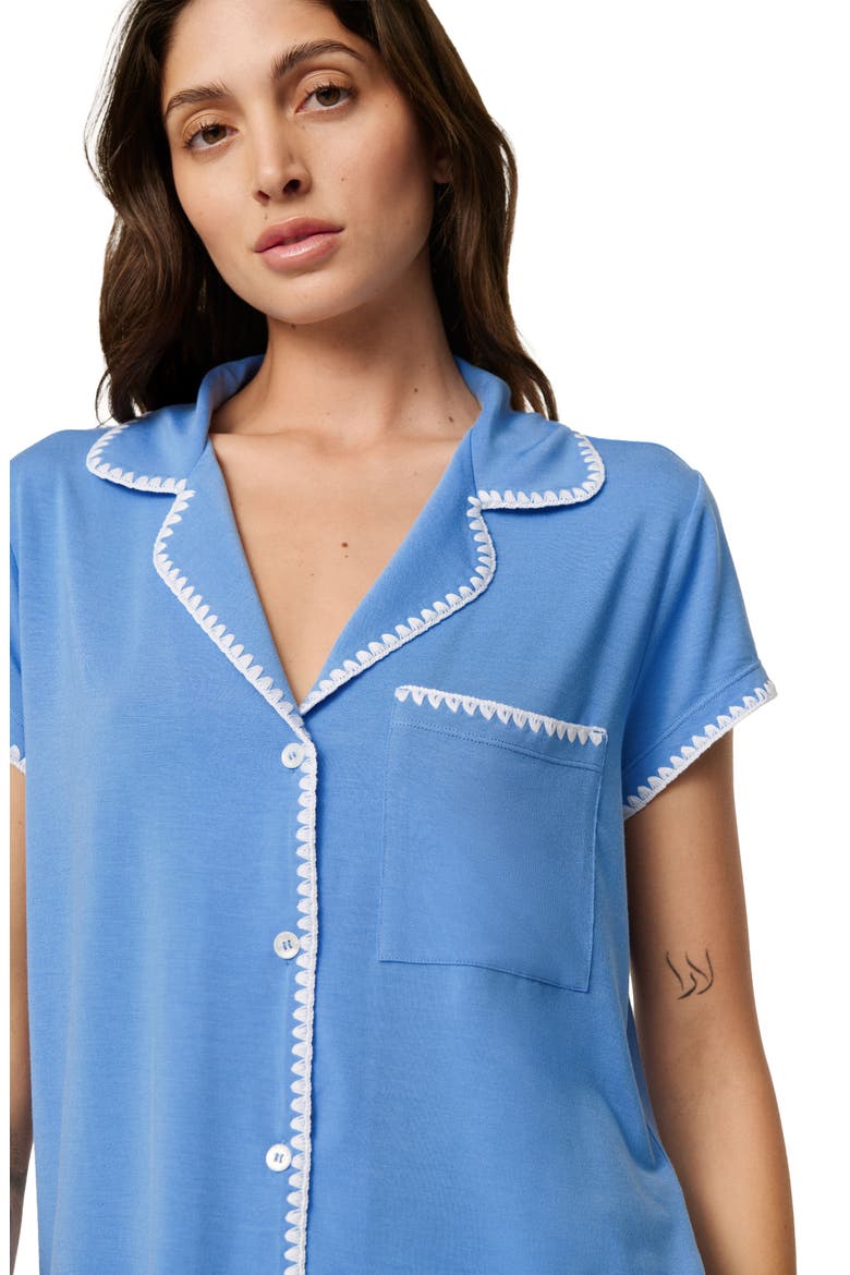Frida Short Pajamas, Alternate, color, CORNFLOWER BLUE/WHITE