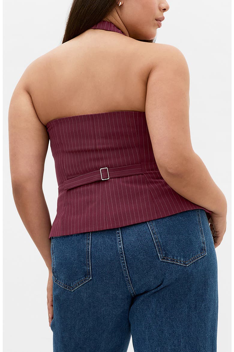 Cora Halter Pinstripe Vest, Alternate, color, BERRY/ BLUE STR
