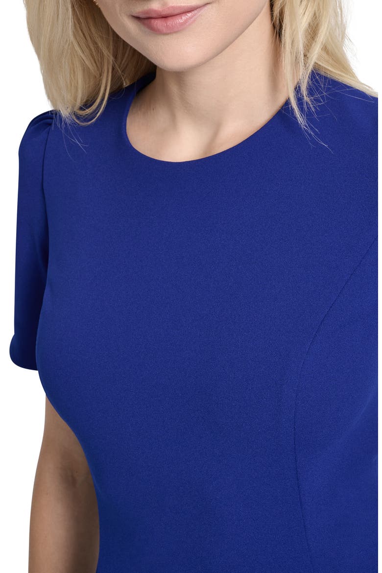 Button Trim Fit & Flare Midi Dress, Alternate, color, MARINE
