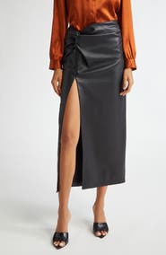 L'AGENCE Lilou Twist Front Faux Leather Skirt
