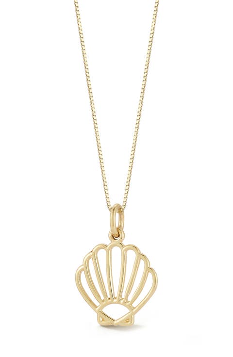 14k Gold Seashell Pendant Necklace