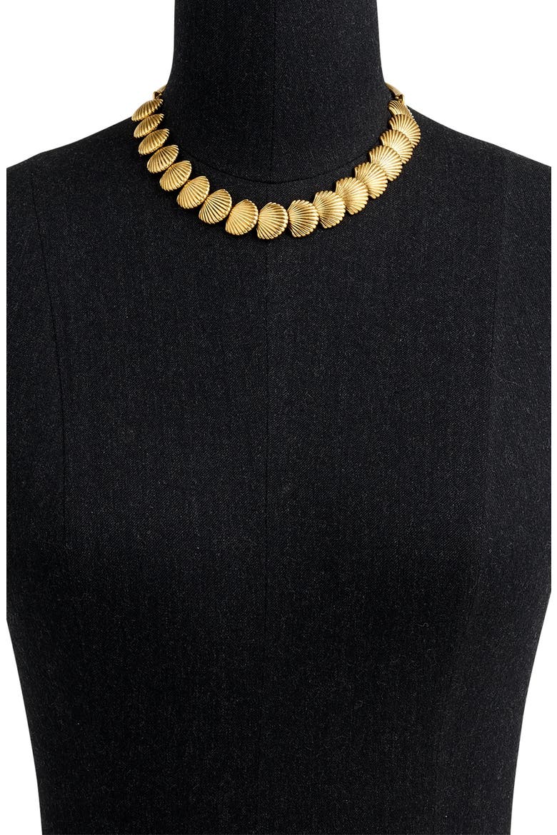 Seashell Collar Necklace, Alternate, color, ANTIQUE GOLD
