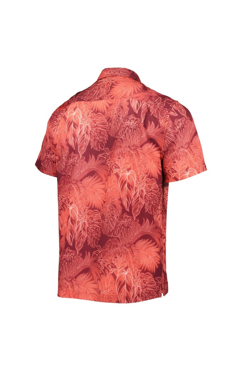Tommy Bahama Men's Tommy Bahama Scarlet Ohio State Buckeyes Big & Tall Coast Luminescent Fronds IslandZone Button-Up Camp Shirt, Alternate, color, Scarlet