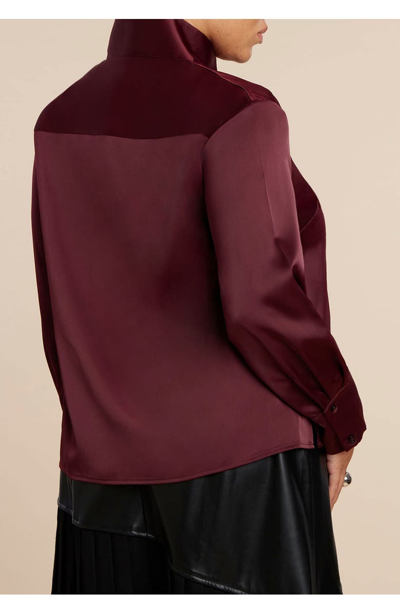 ELOQUII Deconstructed Neckline Blouse, Alternate, color, Tawny Port