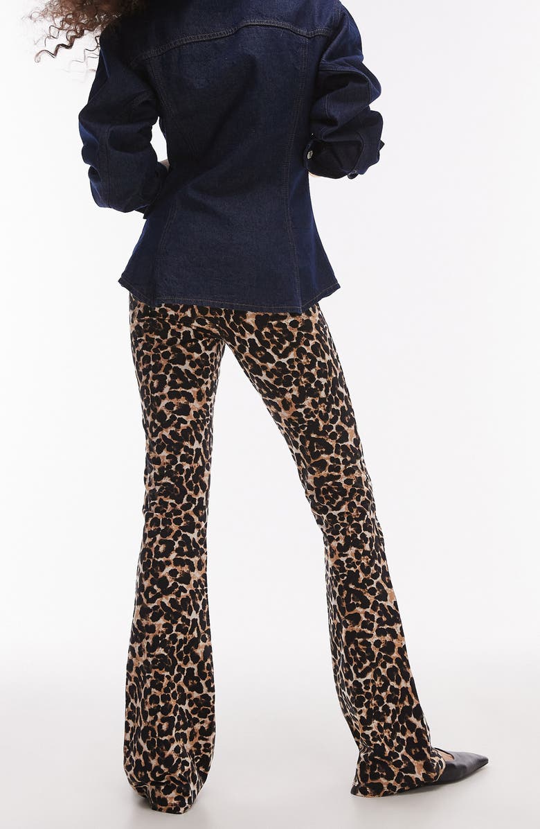 Topshop Leopard Print Bootcut Pants, Alternate, color, Brown Multi