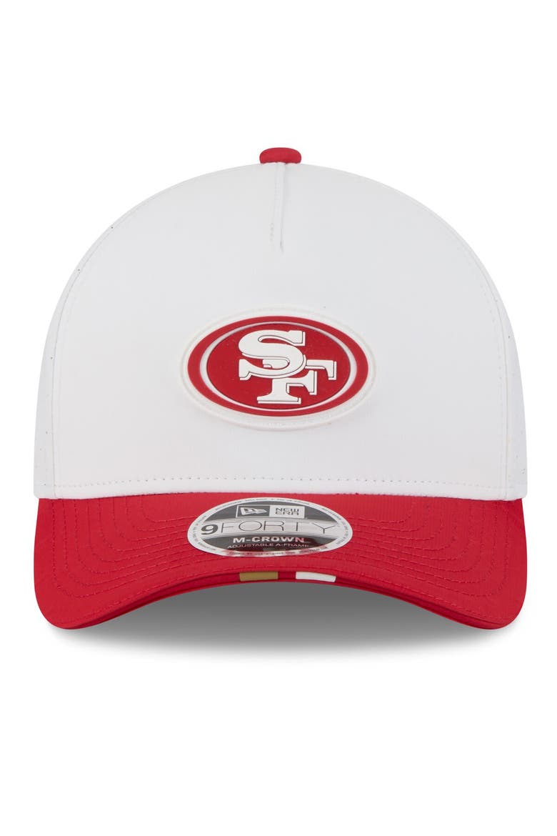 Men's New Era  White/Scarlet San Francisco 49ers 2025 NFL Training Camp A-Frame 9FORTY Adjustable Hat, Alternate, color, White