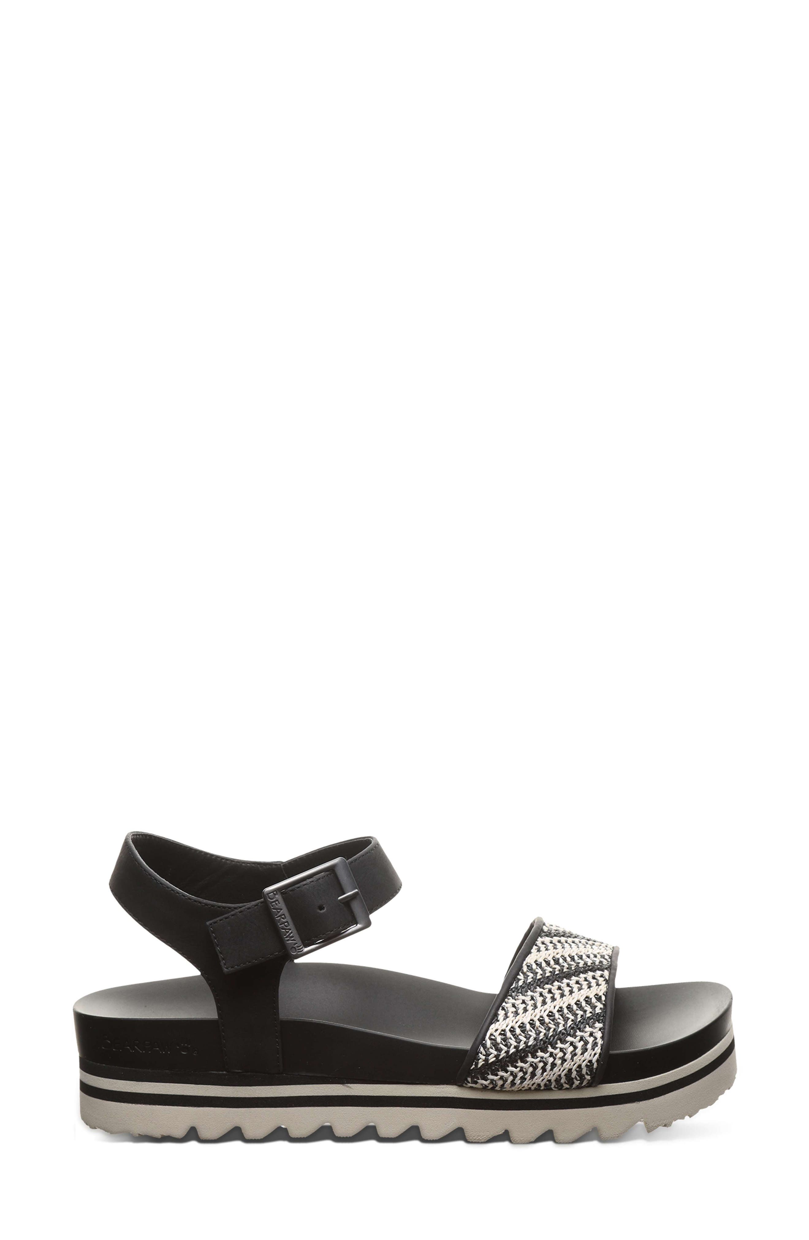 BEARPAW <p>Orion Faux Leather Platform Sandal (Women)</p>, Alternate, color, Black/ White