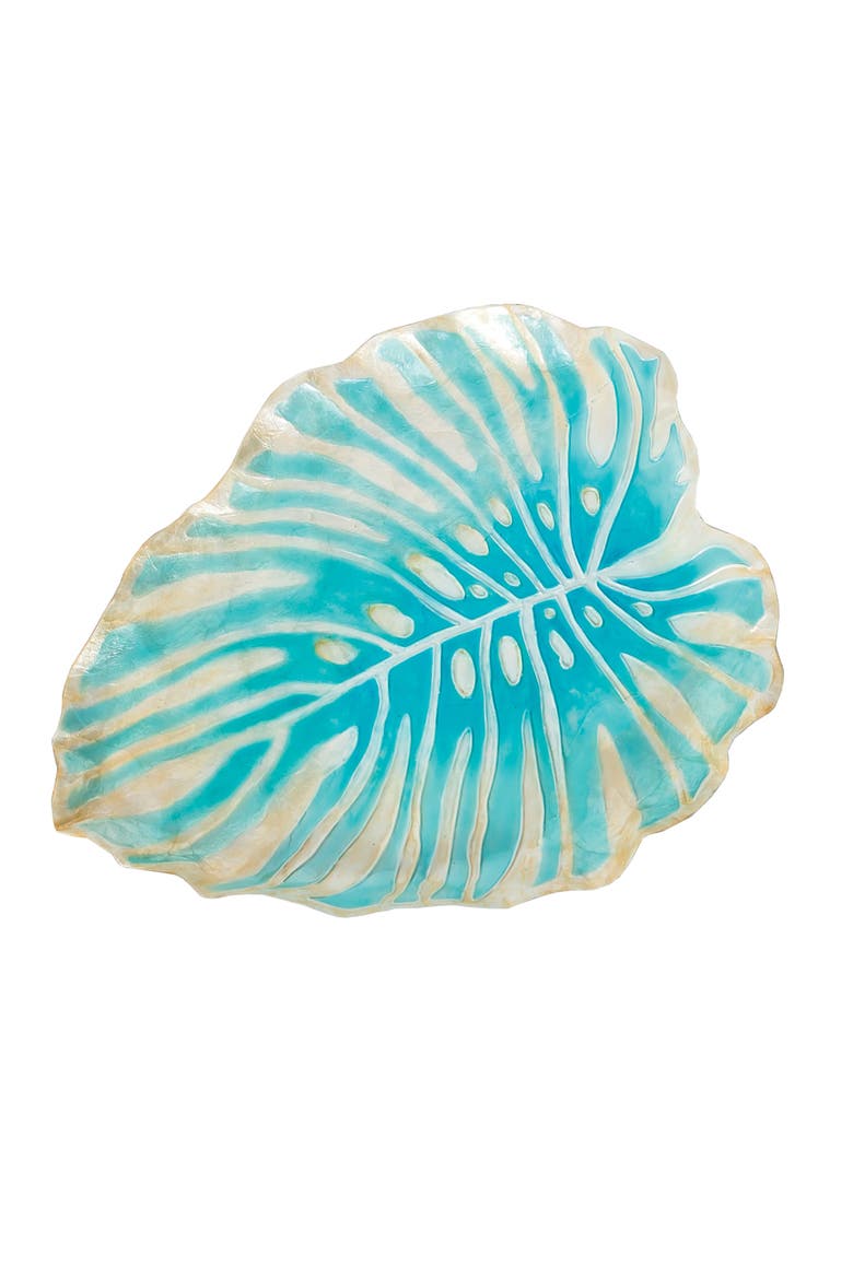 Palm Leaf Charger Decor, Main, color, Blue