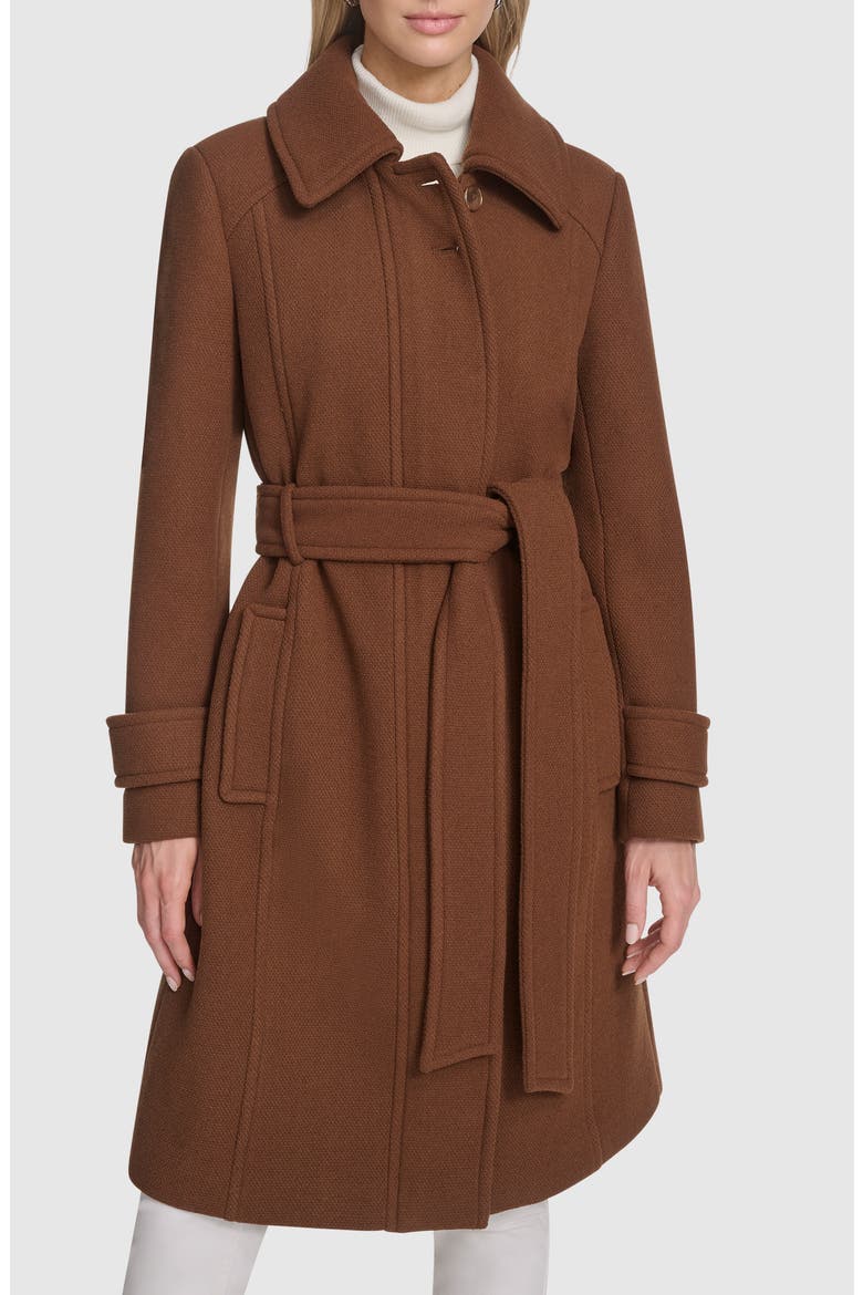 Lawley Wool Blend Belted Trench Coat, Main, color, CLAY