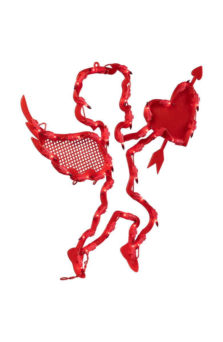 Northlight Lighted Cupid with Heart Valentine's Day Window Silhouette - 17" - Red, Alternate, color, 