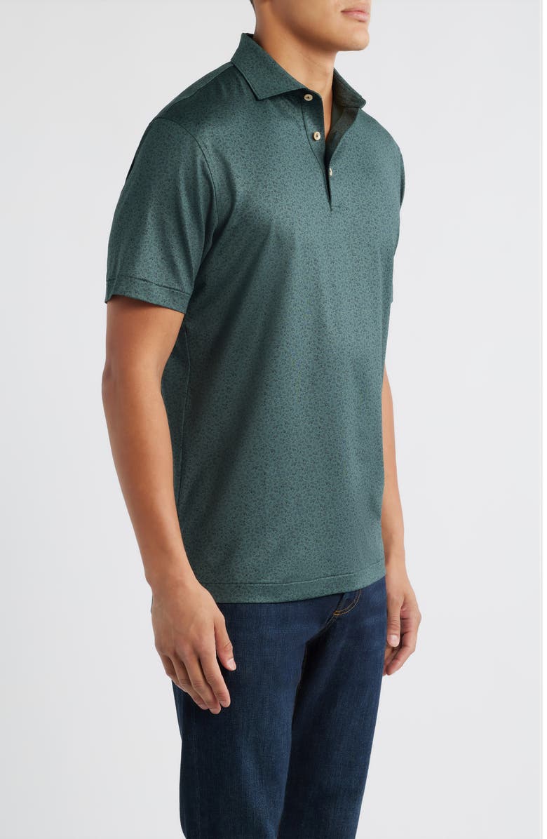 Peter Millar No Slow Play Golf Print Performance Jersey Polo, Alternate, color, Nordic Pine