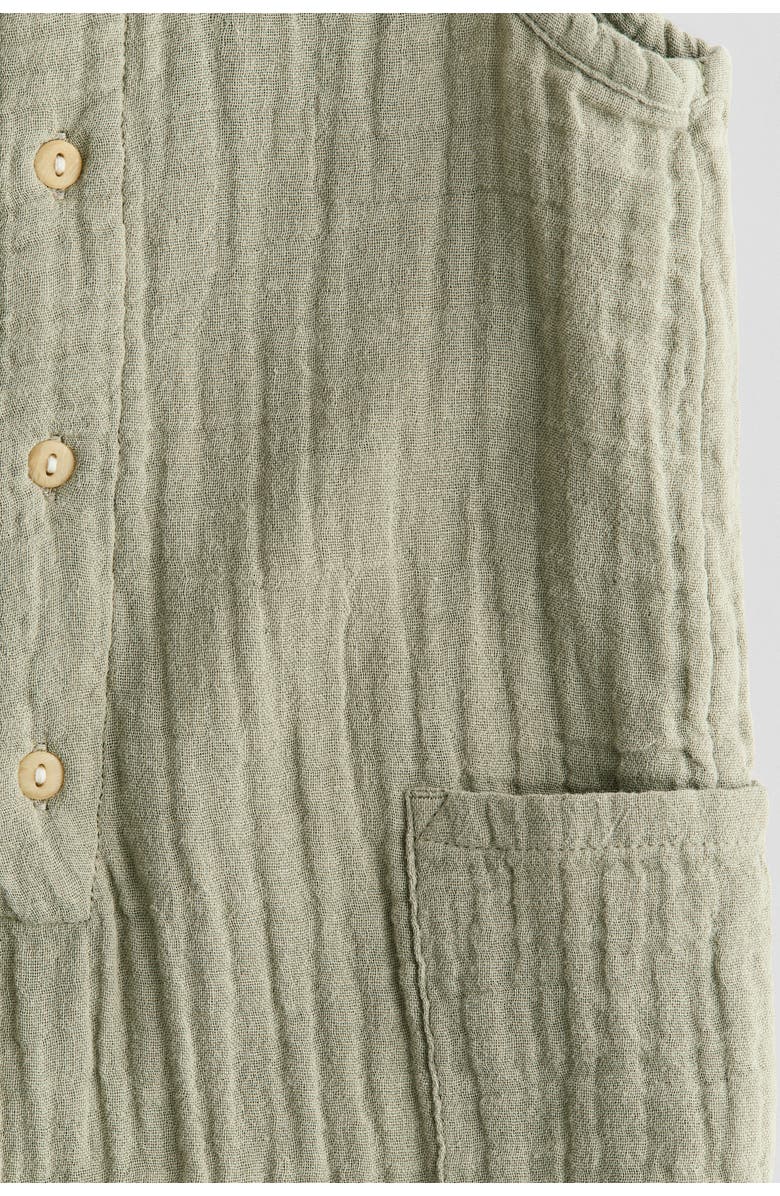 H&M Cotton Muslin Romper Suit, Alternate, color, Khaki Green