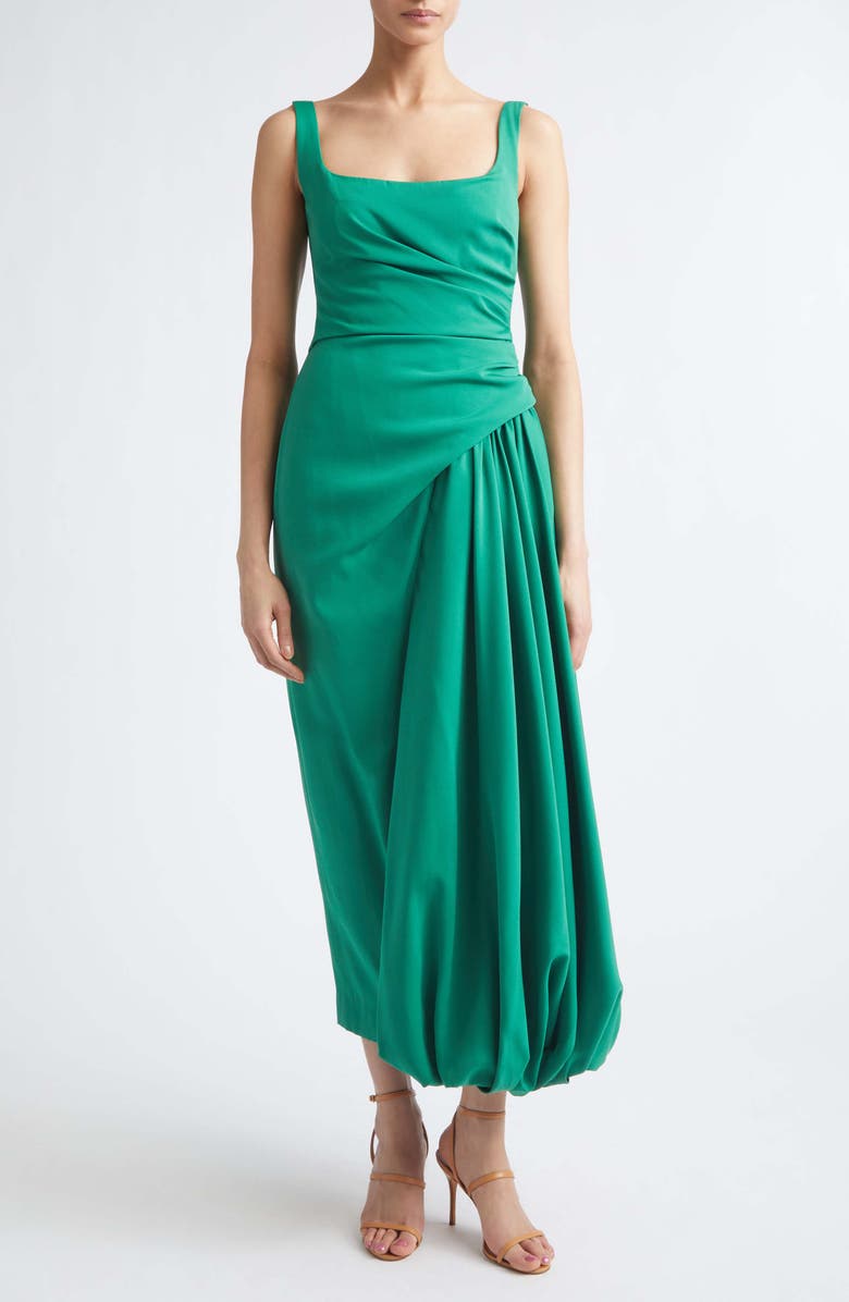 Lela Rose Asymmetric Faille Bubble Dress, Main, color, Fern