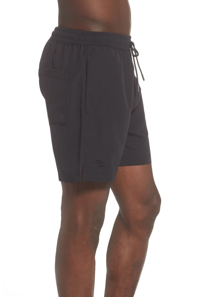 Microfiber Swim Trunks, Alternate, color, BLACK