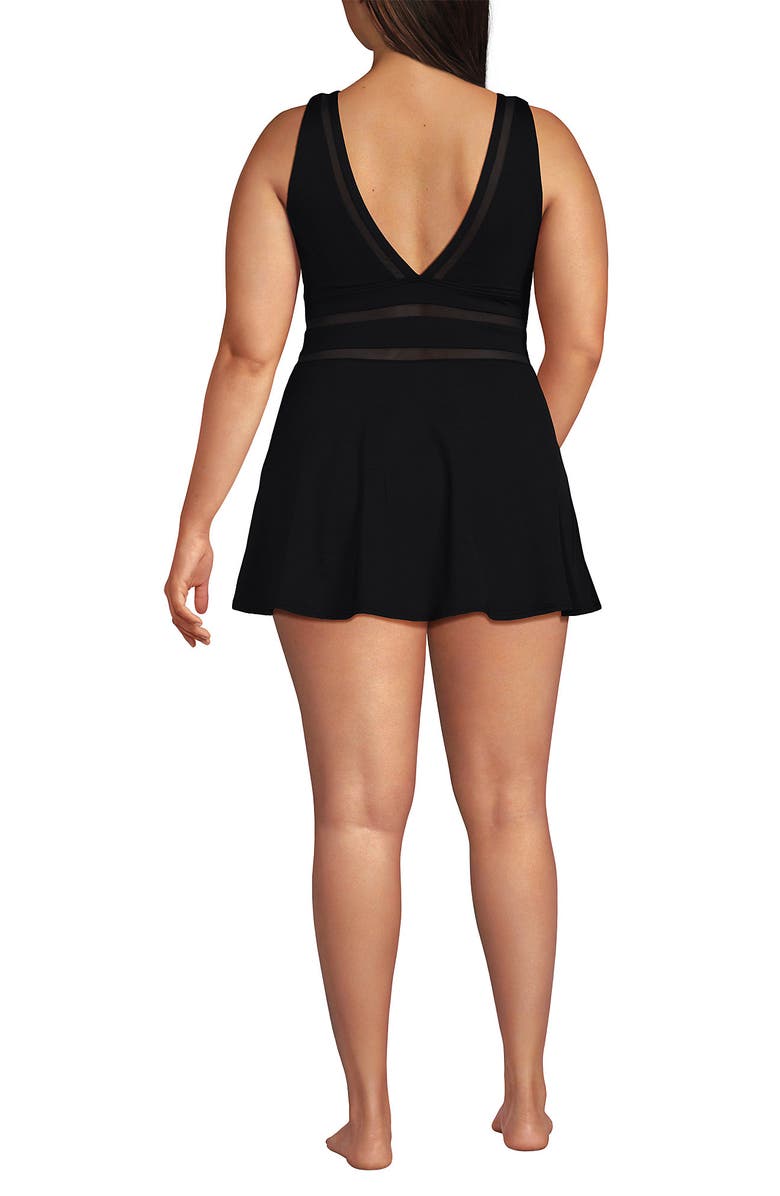 Lands' End Mesh V-neck Mini Swim Dress Swimsuit, Alternate, color, 