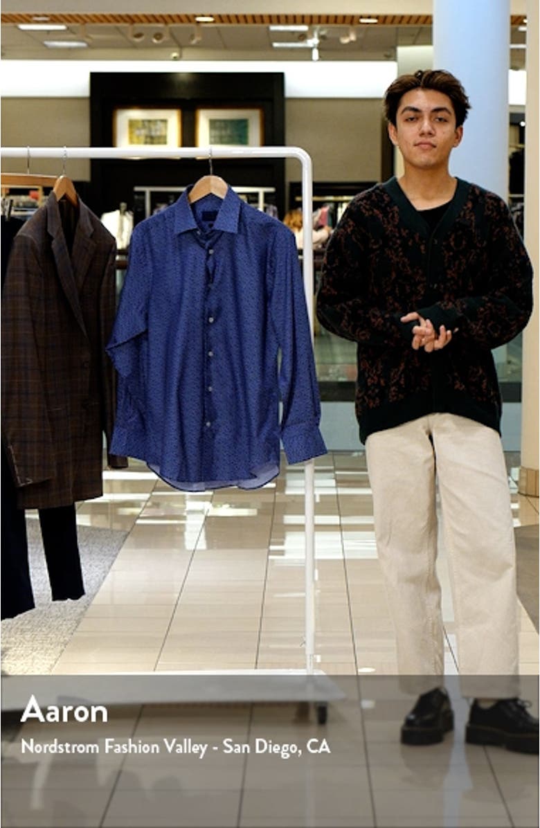 Regular Fit Tossed Square Print Cotton Dress Shirt, sales video thumbnail