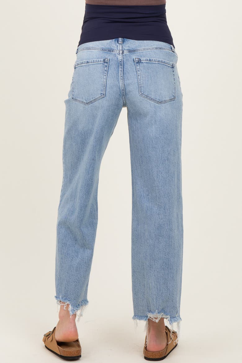Fringe Hem Ankle Wide Leg Maternity Jeans, Alternate, color, Light Blue