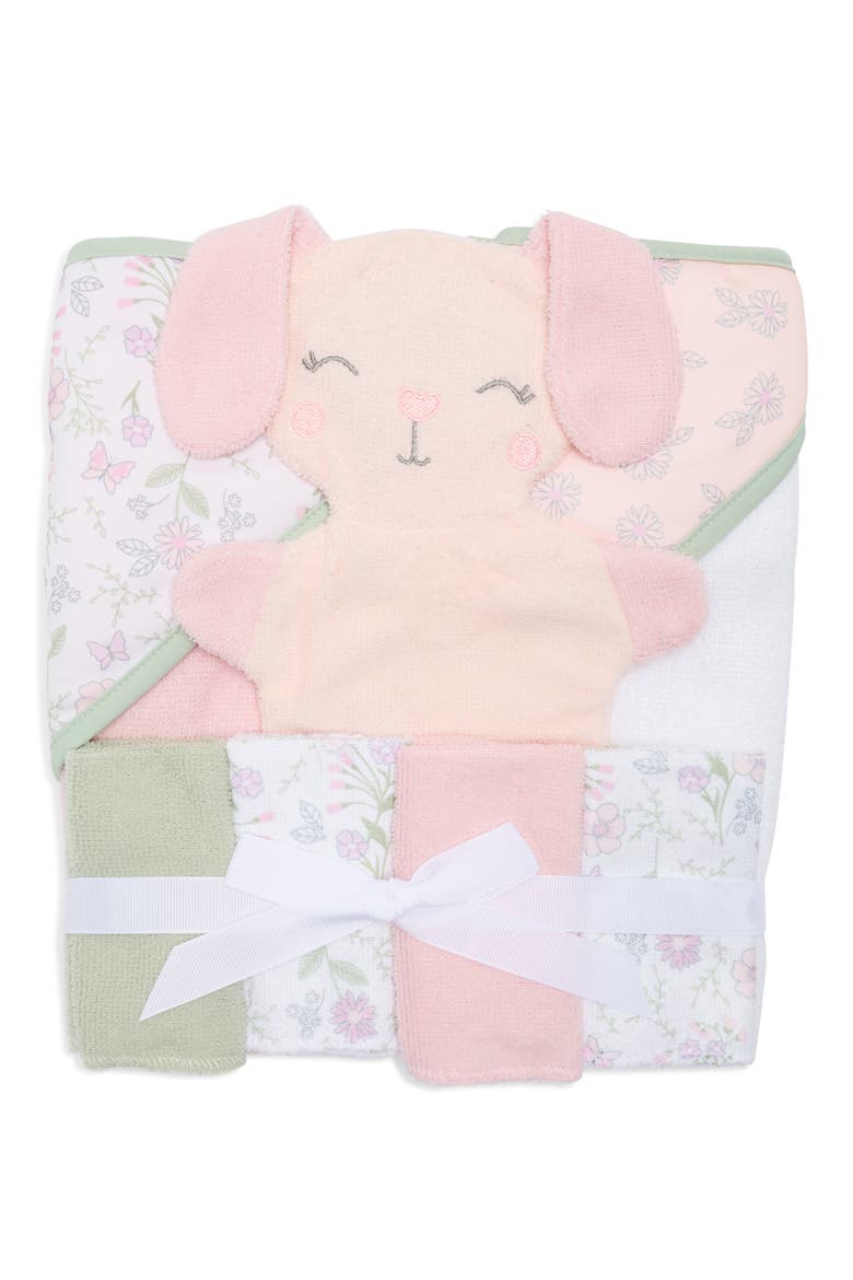 7-Piece Bunny Hooded Towel & Washcloth Set, Main, color, PINK