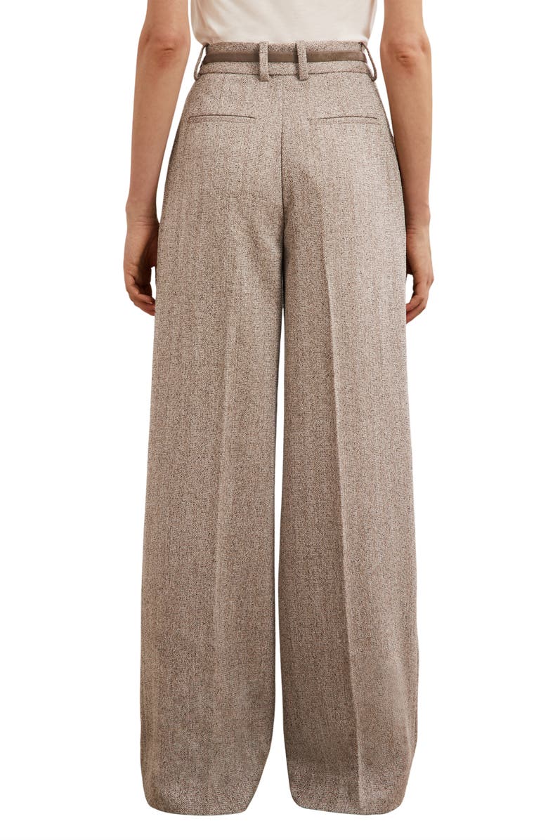 Reiss Isla Herringbone Wide Leg Pants, Alternate, color, Grey