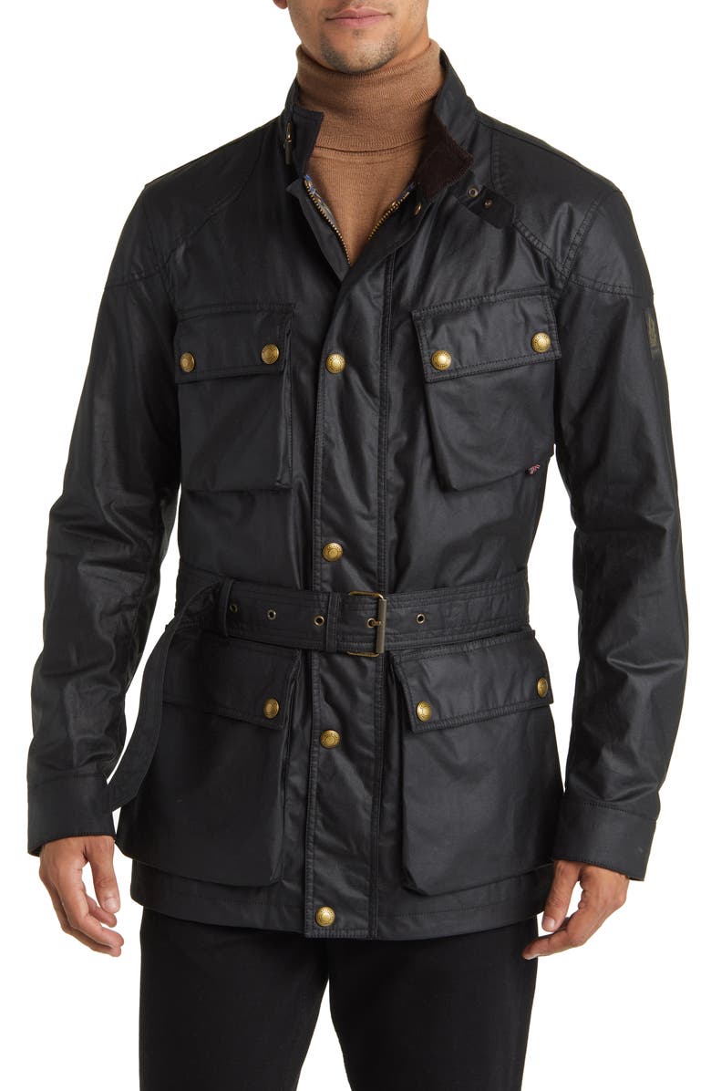 Belstaff Trialmaster Belted Waxed Cotton Jacket, Alternate, color, 