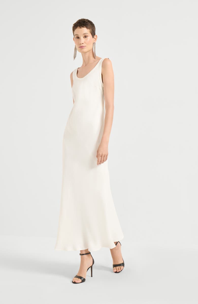 Brunello Cucinelli Fluid twill Tank dress, Alternate, color, White