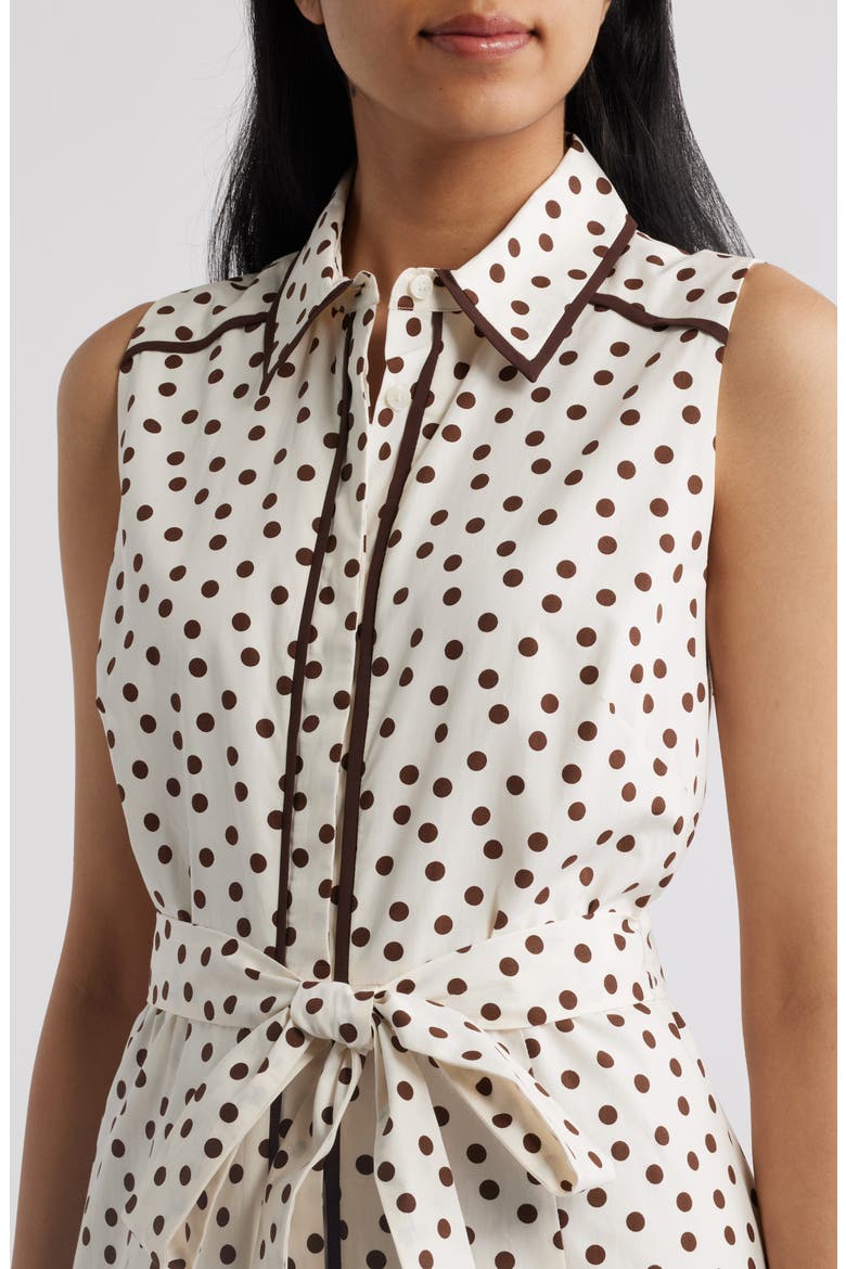 Polka Dot Midi Shirtdress, Alternate, color, WHITE / DARK CHOCOLATE
