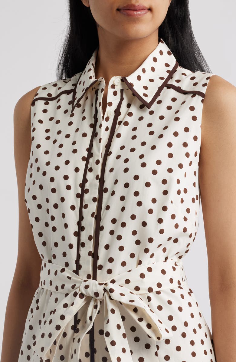 Anne Klein Polka Dot Midi Shirtdress, Alternate, color, White / Dark Chocolate