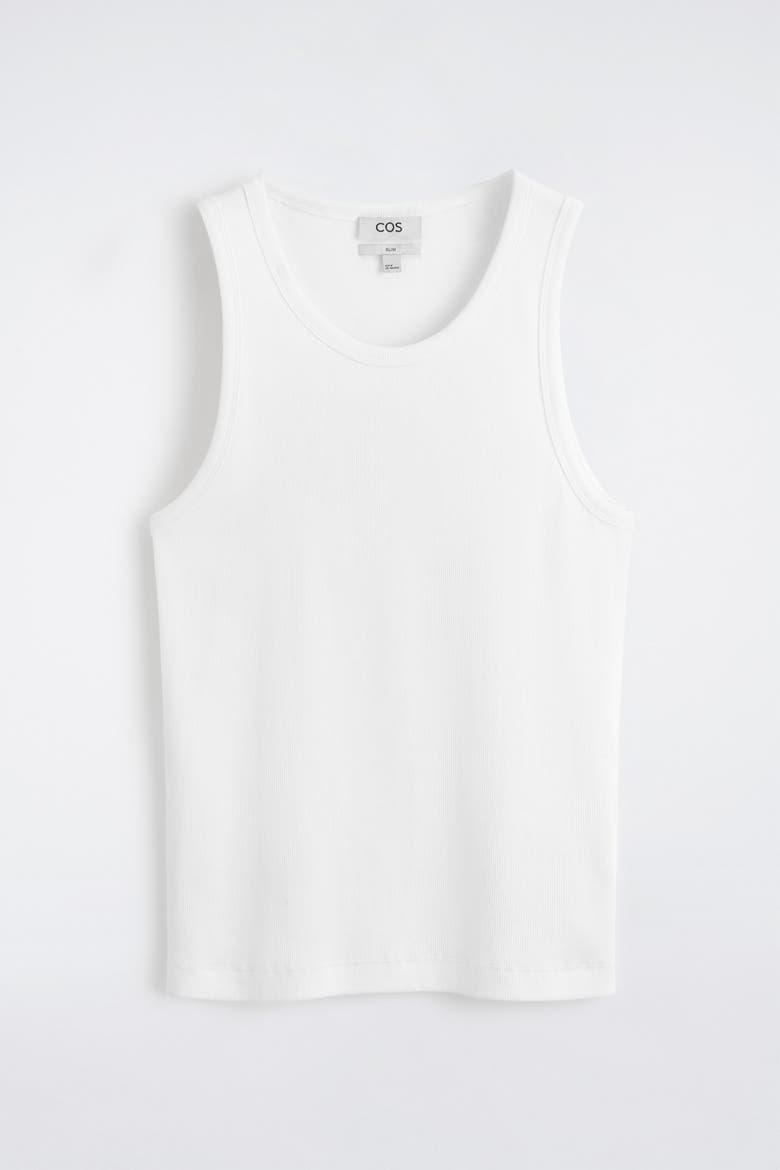 Slim Ribbed Cotton Tank Top, Alternate, color, WHITE