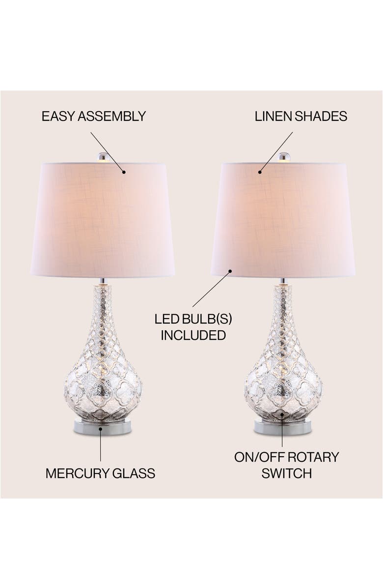 JONATHAN Y Darren 25.5" Glass LED Table Lamp, Mercury Silver, Alternate, color, Mercury Silver