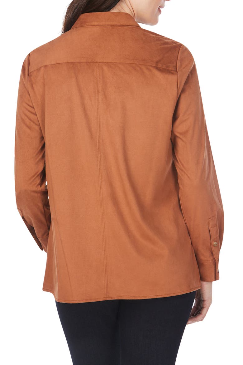 Journey Faux Suede Shirt Jacket, Alternate, color, CINNAMON