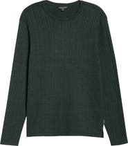 John Varvatos Fern Feeder Stripe Rib Long Sleeve T-Shirt