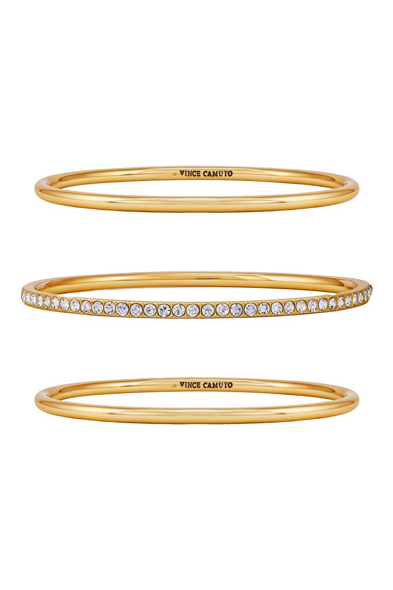 Pavé Crystal Bangle Bracelet Set, Alternate, color, GOLD TONE