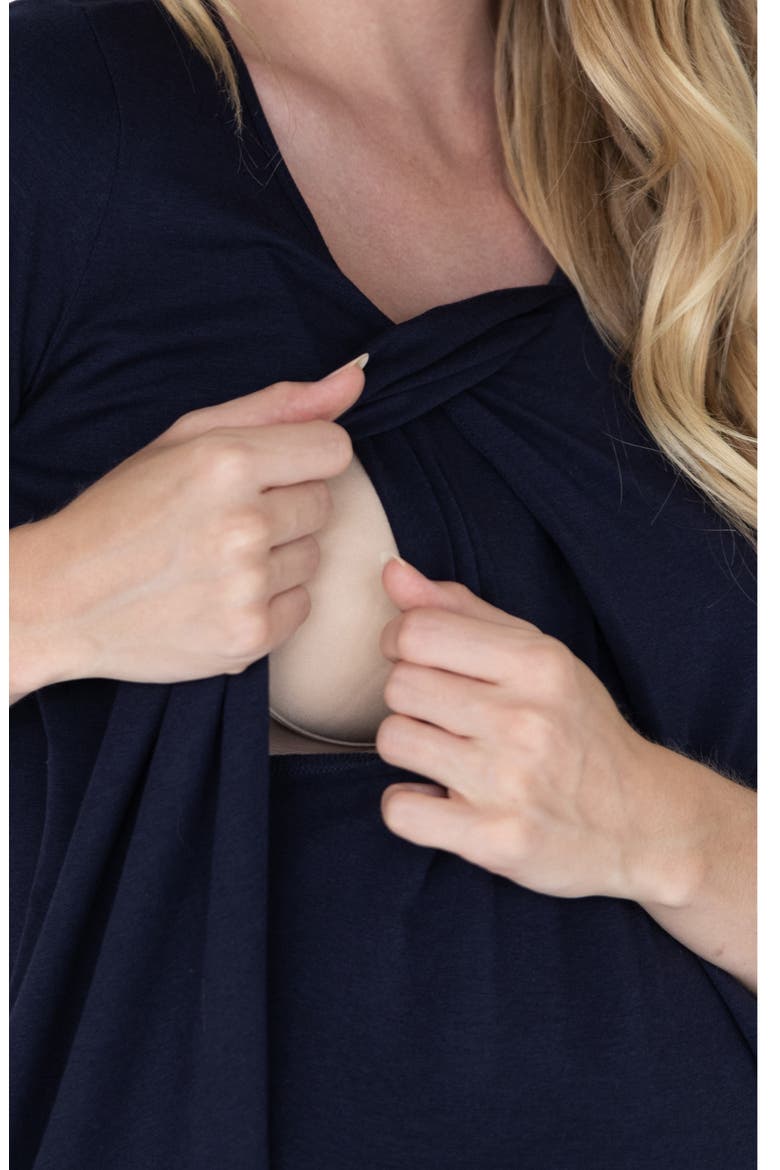 Petal Front Maternity/Nursing Top, Alternate, color, NAVY