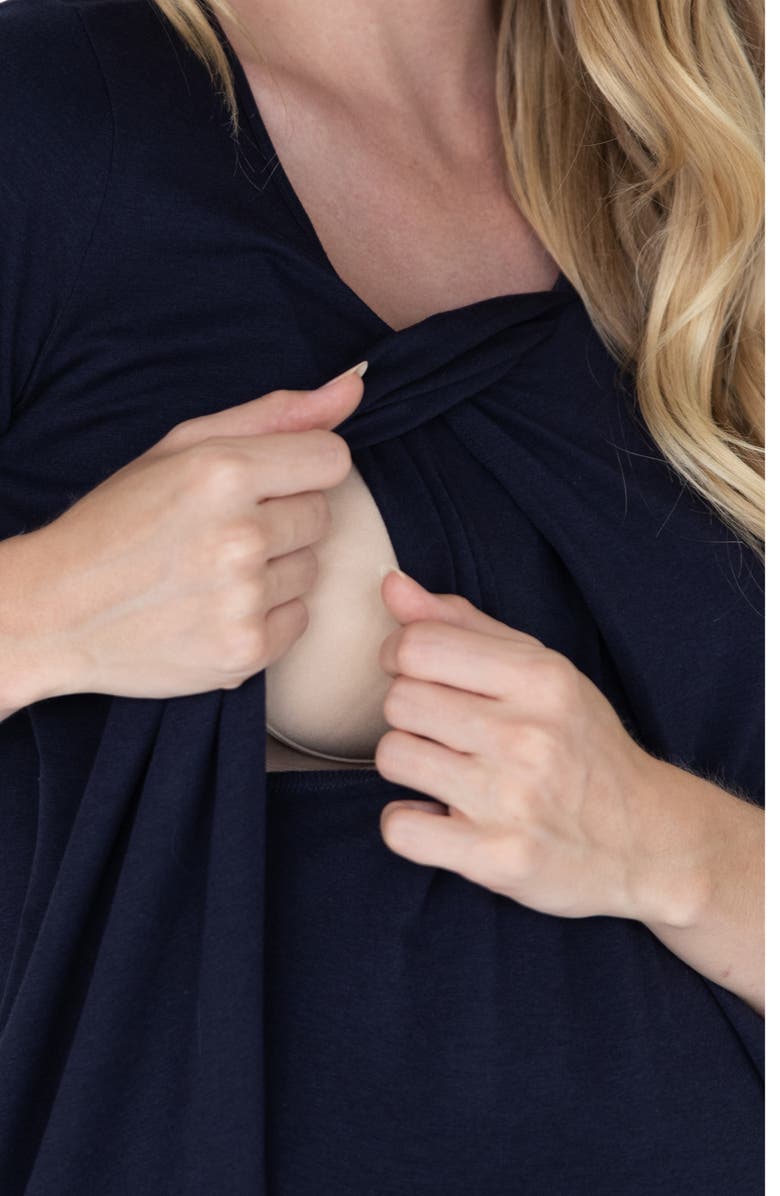 Angel Maternity Petal Front Maternity/Nursing Top, Alternate, color, Navy