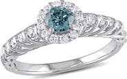 Julianna B. Blue & White Diamond Halo Ring 14k