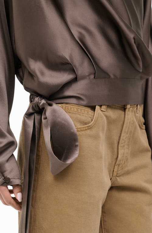 Staud Phoebe Dolman Sleeve Silk Top In Brown