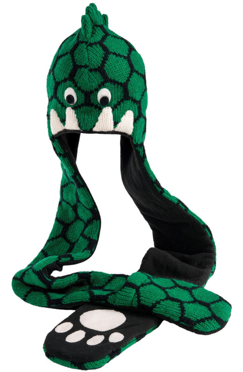 Nirvana Designs Dinosaur Hatscarf, Main, color, Green