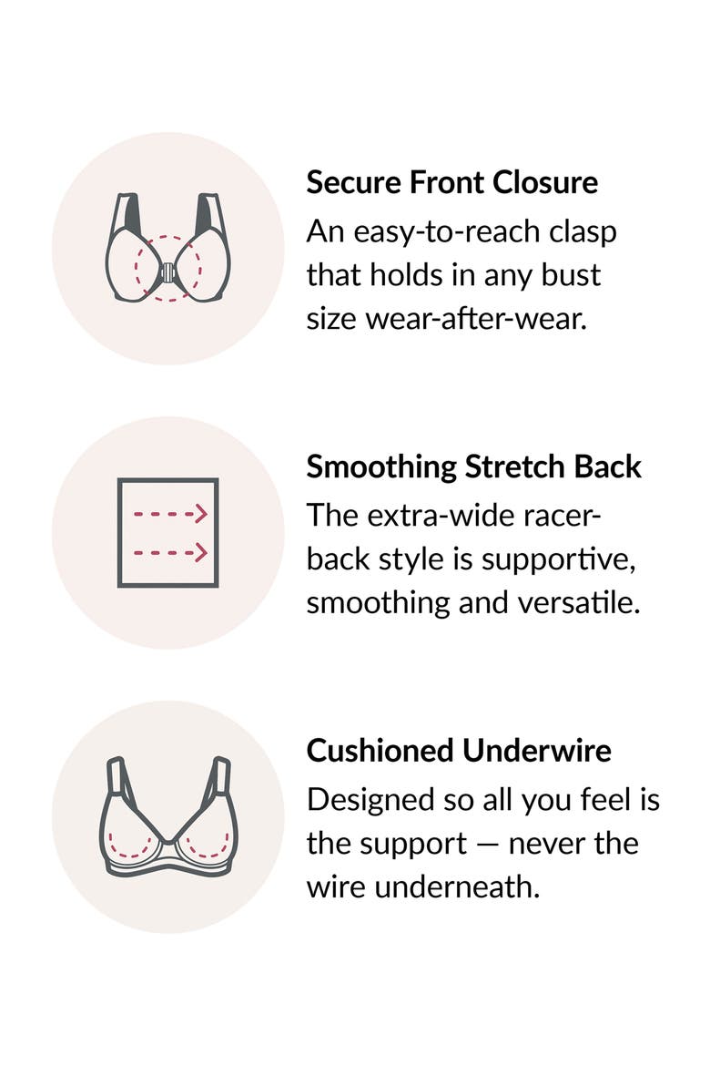 WonderWire® Front Close Smoothing Underwire Bra, Alternate, color, BERRY FUCHSIA RED