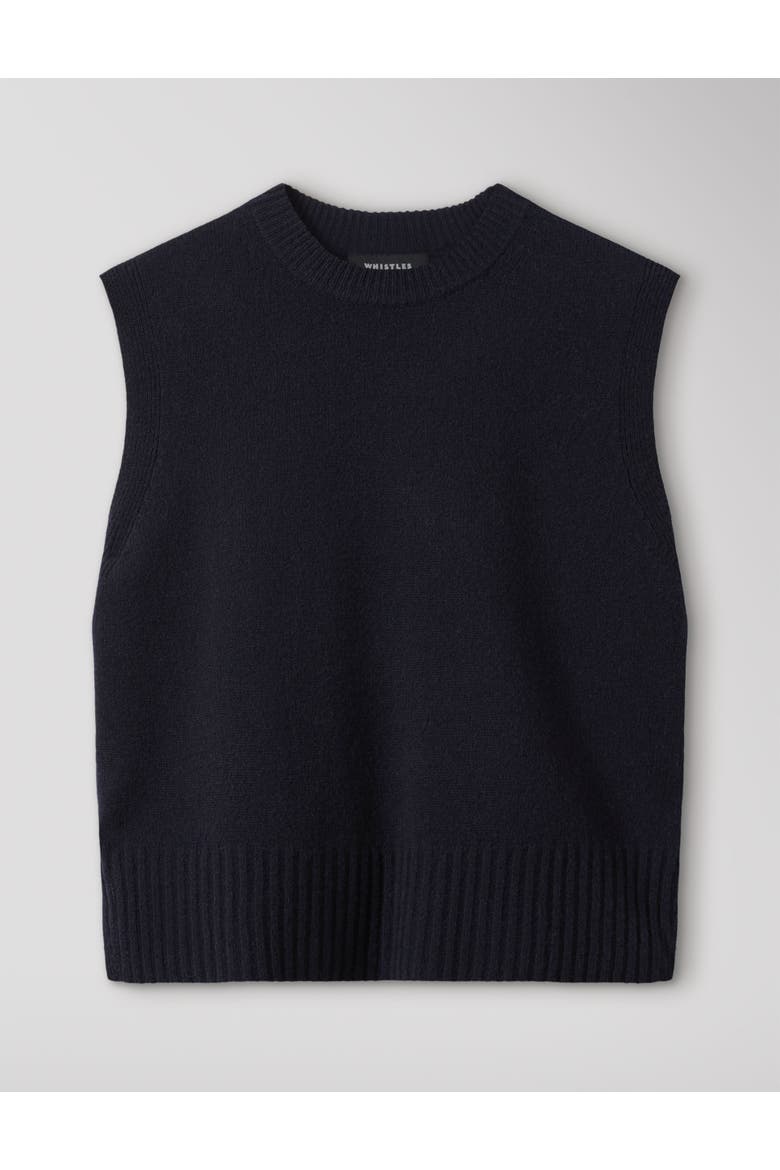 Sleeveless Knitted Boxy Fit Tank, Alternate, color, Navy