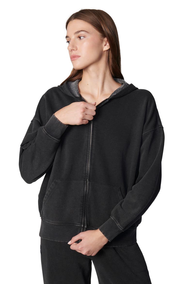 Oversized Front Zip Hoodie, Alternate, color, WASHED BLACK